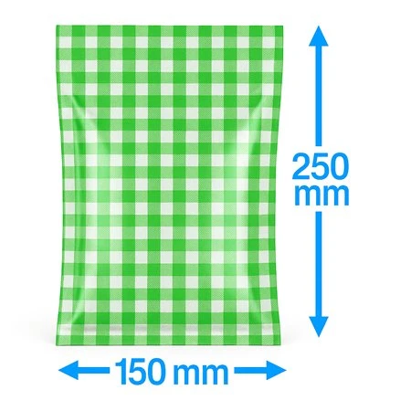 Vacuümzakken Buis PA/PE Groen - Wit Geblokt (Rookworstzakje) 150 x 250mm 90my 1000 stuks