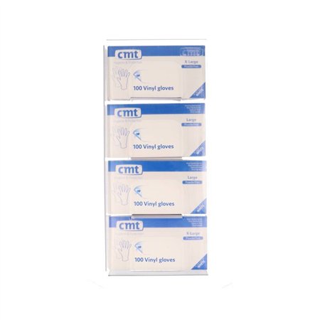 CMT Wandhouder PET-G voor 4 Handschoenen Dispenserdoosjes – 56 x 25 x 10 cm