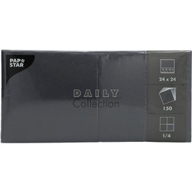 Servetten DAILY Collection 1/4 Vouw 24×24 cm Zwart – FSC® (Papstar)