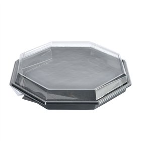 Octaview Box APET Grey with fixed Lids Transparent 305x60mm