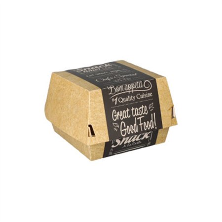 Hamburgerbox Karton “Good Food” 100 x 100 x 70mm FSC Bruin
