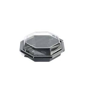 Octaview Box PS Black with fixed Lids Transparent 160x60mm