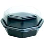 Octaview Schalen PET Grijs met Vaste Transparante Deksels 540cc Ø 160 x 80mm