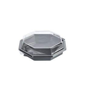 Octaview Box PS Black with fixed Lids Transparent 190x60mm
