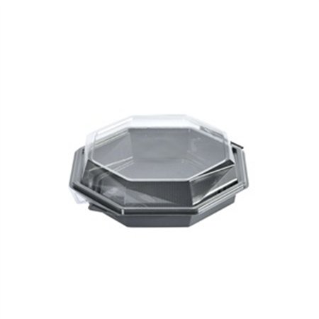 Octaview Box PS Black with fixed Lids Transparent 190x60mm