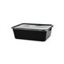Kilobakken met transparante deksel 1000ml PP 18,2 x 13,2 x 5,6cm Zwart - Horecavoordeel.com