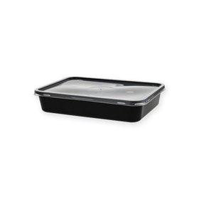 Kilobakken met transparante deksel 500ml PP 18,2 x 13,2 x 3,6cm Zwart
