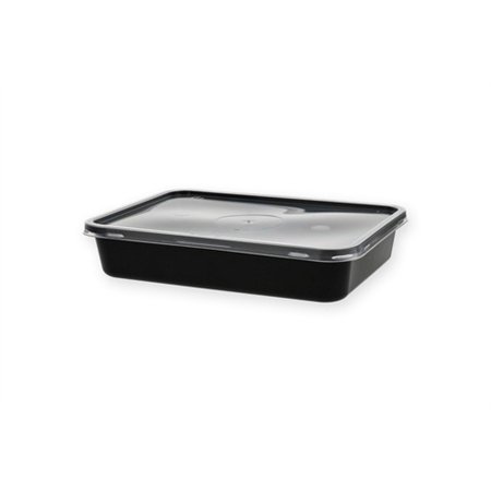 Kilobakken met transparante deksel 500ml PP 18,2 x 13,2 x 3,6cm Zwart