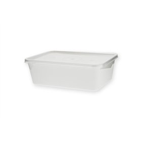 Kilobakken met transparante deksel 1000ml PP 18,2 x 13,2 x 5,6cm Wit - Horecavoordeel.com
