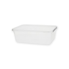 Kilobakken met transparante deksel 1000ml PP 18,2 x 13,2 x 5,6cm Transparant - Horecavoordeel.com
