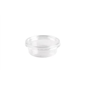 Sausbakjes met deksel 78ml rond APET Ø 7,8 x 2,7cm Transparant - Horecavoordeel.com