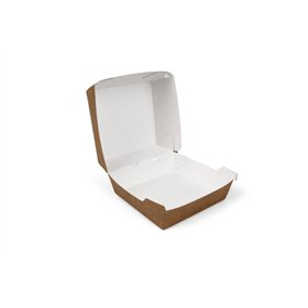 Hamburgerboxen giant Karton 15,5 x 15 x 9cm Bruin / Wit