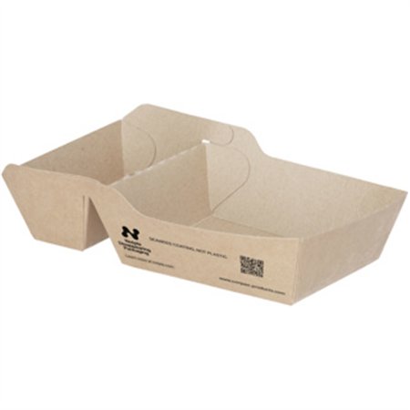 Snackbakjes A7+1 Karton 14,5 x 7 x 3,5cm Bruin Notpla - Horecavoordeel.com