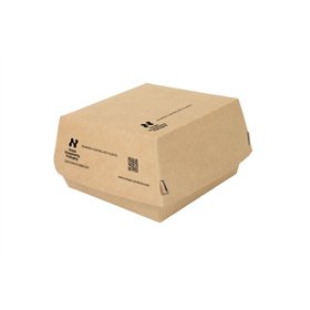 Hamburgerboxen groot Karton 11,5 x 11 x 7,8cm Bruin Notpla