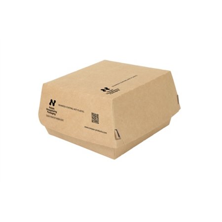 Hamburgerboxen groot Karton 11,5 x 11 x 7,8cm Bruin Notpla