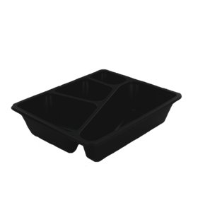 Menubakken topseal 3+1-vaks 1645ml PP 23 x 19 x 5cm Zwart