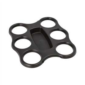Tray voor drinkbekers PS 22,4cm x 24,4cm x 2,4cm Zwart voor 6 bekers