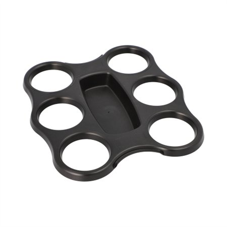 Tray voor drinkbekers PS 22,4cm x 24,4cm x 2,4cm Zwart voor 6 bekers - Horecavoordeel.com