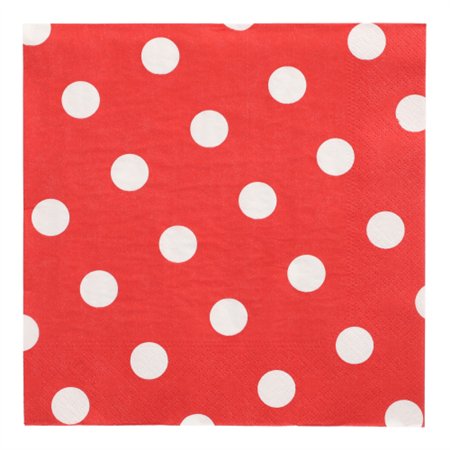 Servetten 3-laags 1/4 vouw 40cm x 40cm Rood Dots