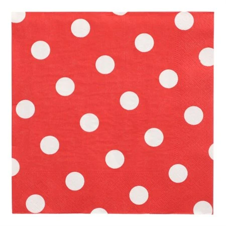 Servetten 3-laags 1/4 vouw 40cm x 40cm Rood Dots