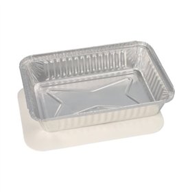 Schalen Aluminium + inleg deksel PE-gecoat rechthoekig 0,8 l 4cm x 15cm x 21,4cm