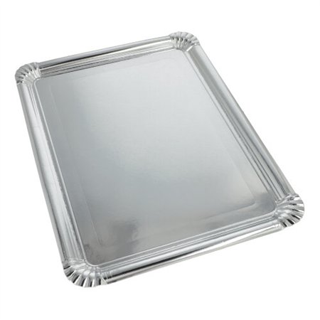 Serveerschalen Papier PET-coating vierkant 34cm x 45,5cm Zilver