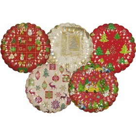 Borden Karton Ø 23cm verschillende kerstdecoren