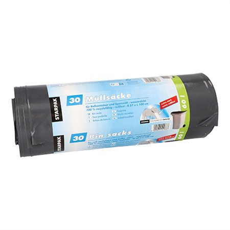 Industrie afvalzakken LDPE 60 l 100cm x 57cm Zwart extra sterk en scheurvast - Horecavoordeel.com
