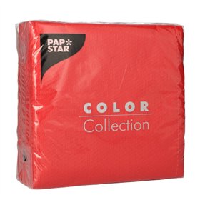 Servetten 1-laags 1/4 vouw 33cm x 33cm Rood