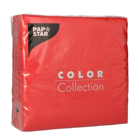 Servetten 1-laags 1/4 vouw 33cm x 33cm Rood
