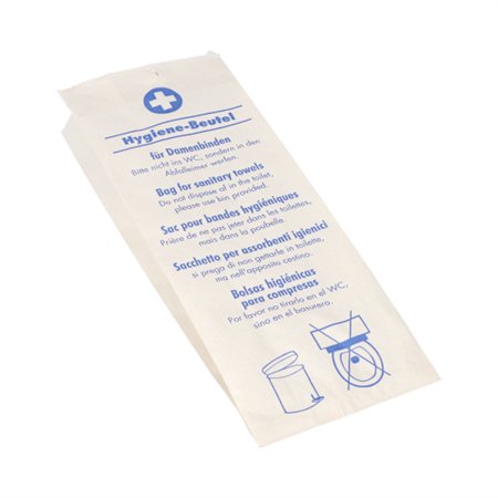 Hygienezakjes 28cm x 11cm x 5,5cm Wit bedrukt met gebruiks instructies - Horecavoordeel.com