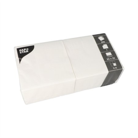 Servetten 1-laags 1/4 vouw 33cm x 33cm Wit - Horecavoordeel.com