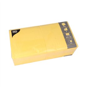 Servetten 3-laags 1/4 vouw 33cm x 33cm Geel