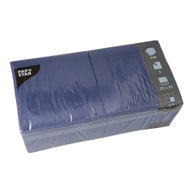 Servetten 3-laags 1/4 vouw 33cm x 33cm Donkerblauw - Horecavoordeel.com