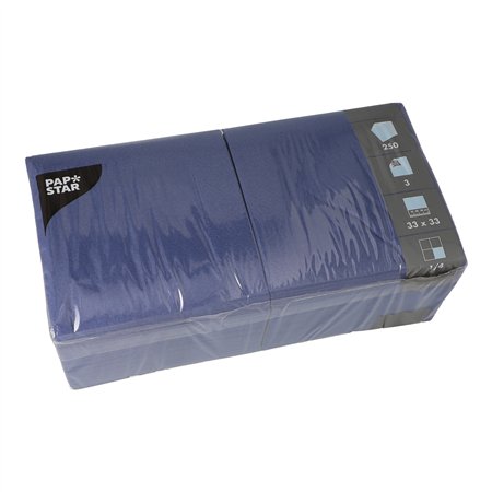 Servetten 3-laags 1/4 vouw 33cm x 33cm Donkerblauw - Horecavoordeel.com