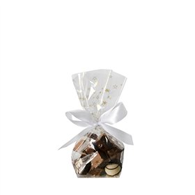 Zakjes PP 16cm x 9,5cm x 4cm Transparant gouden sterren - Horecavoordeel.com