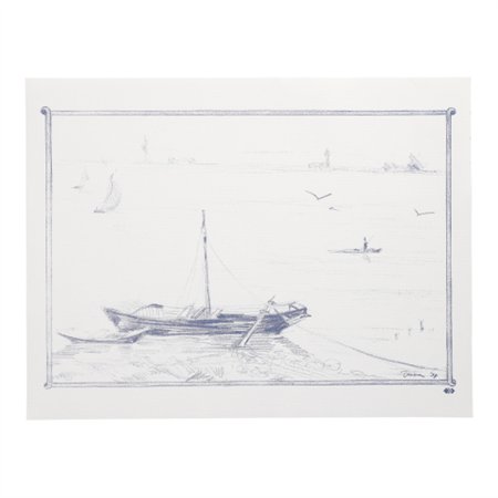 Placemats Papier 30cm x 40cm Wit Roeiboot