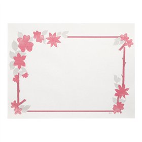 Placemats Papier 30cm x 40cm Wit Bloemenrand - Horecavoordeel.com
