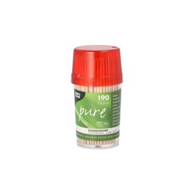 Tandenstokers hout rond 6,5cm in dispenserbox - Horecavoordeel.com
