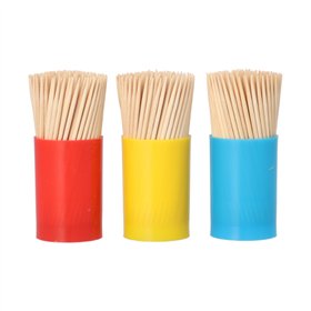 Tandenstokers hout rond 6,8cm in doos
