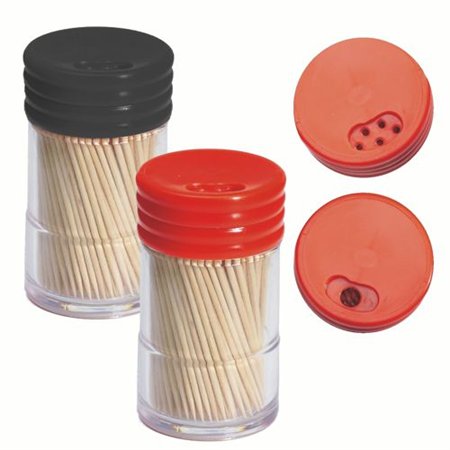 Tandenstokers hout rond 6,5cm in dispenserbox met draaisluiting