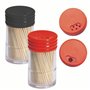 Tandenstokers hout rond 6,5cm in dispenserbox met draaisluiting
