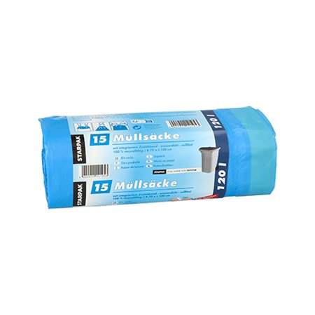Industrie afvalzakken met treklint LDPE 120 l 100cm x 70cm Blauw - Horecavoordeel.com
