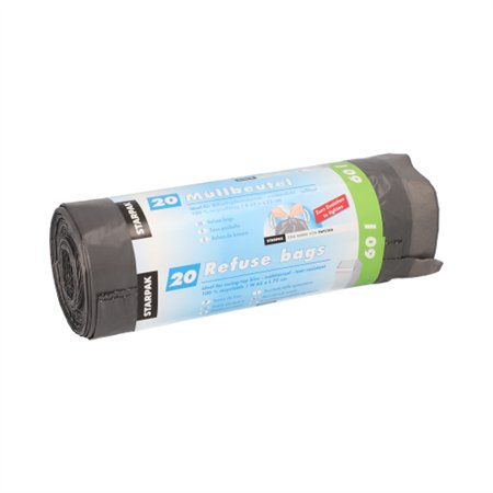 Industrie afvalzakken met treklint LDPE 60 l 75cm x 65cm Grijs - Horecavoordeel.com