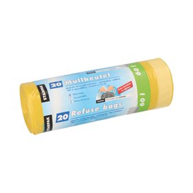 Huisvuilzakken met treklint LDPE 60 l 71cm x 64,5cm Geel - Horecavoordeel.com