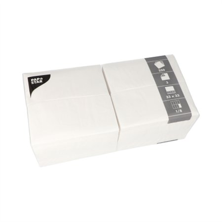 Servetten 3-laags 1/8-vouw 33cm x 33cm Wit