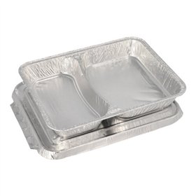 Menuschalen met deksel Aluminium 2-vaks 830ml 3cm x 17,7cm x 22,5cm