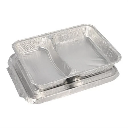 Menuschalen met deksel Aluminium 2-vaks 830ml 3cm x 17,7cm x 22,5cm