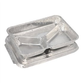 Menuschalen met deksel Aluminium 3-vaks 760ml 3cm x 17,7cm x 22,5cm - Horecavoordeel.com