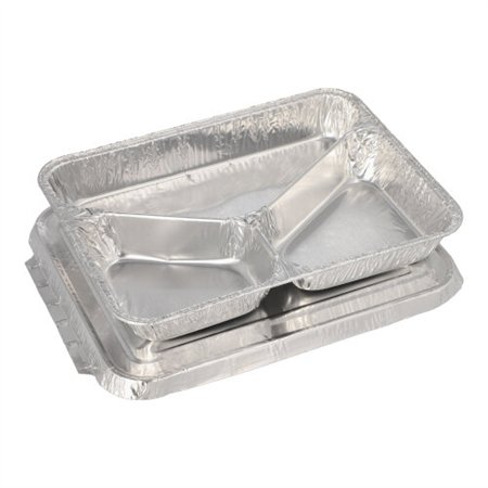 Menuschalen met deksel Aluminium 3-vaks 760ml 3cm x 17,7cm x 22,5cm